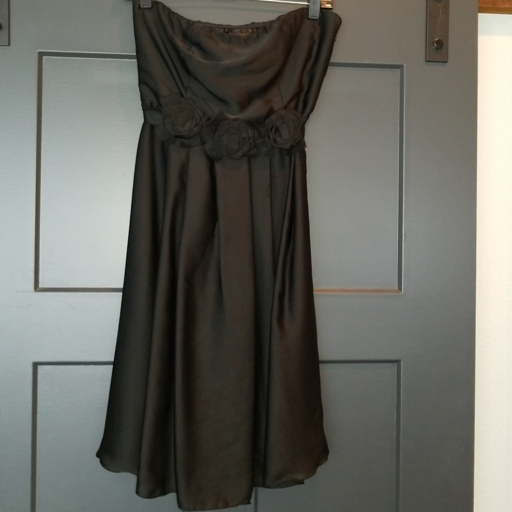 Strapless Black Dress with Rosettes